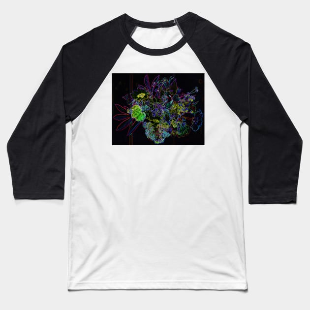 Black Panther Art - Flower Bouquet with Glowing Edges 16 Baseball T-Shirt by The Black Panther